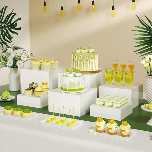 6Pcs Buffet Risers Food Risers Table Display Stand Shelf for Party Catering Dessert Collectibles Acrylic Cube, alternate view