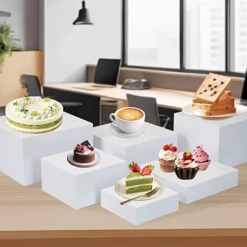 6Pcs Buffet Risers Food Risers Table Display Stand Shelf for Party Catering Dessert Collectibles Acrylic Cube, alternate view