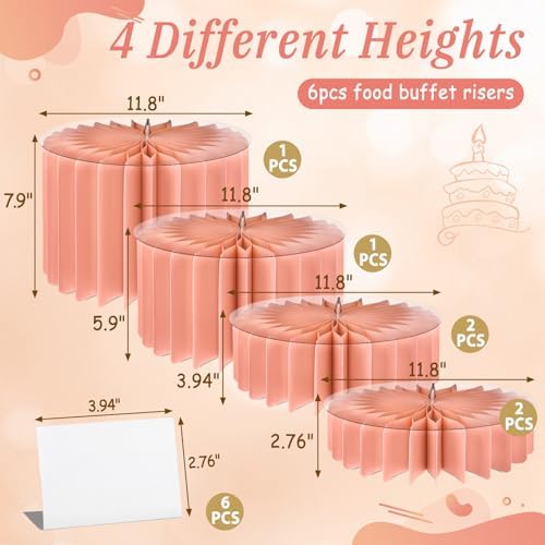 6Pcs Buffet Risers, Valentine's Day Food Risers for Table, Foldable Cake Display Stands, Tall Cardboard Cupcakes, alternate