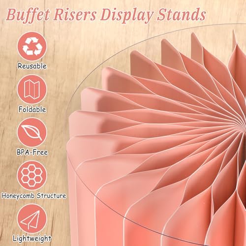 6Pcs Buffet Risers, Valentine's Day Food Risers for Table, Foldable Cake Display Stands, Tall Cardboard Cupcakes, alternate