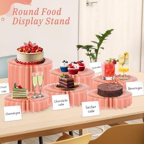 6Pcs Buffet Risers, Valentine's Day Food Risers for Table, Foldable Cake Display Stands, Tall Cardboard Cupcakes, alternate