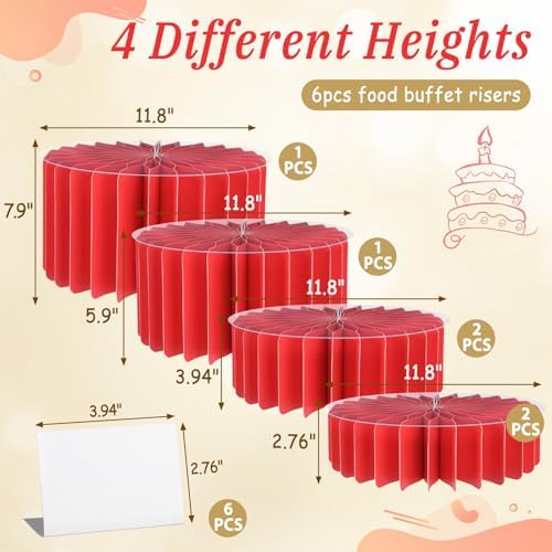 6Pcs Buffet Risers, Valentine's Day Food Risers for Table, Foldable Cake Display Stands, Tall Cardboard Cupcakes, alternate
