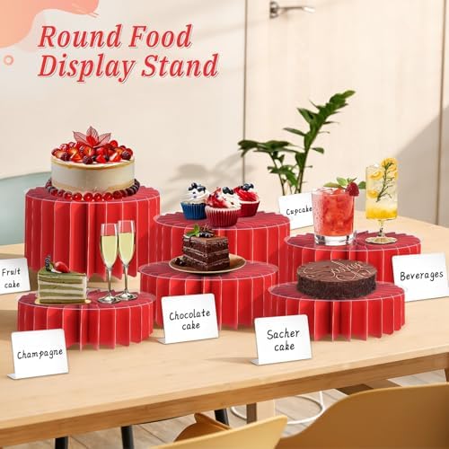 6Pcs Buffet Risers, Valentine's Day Food Risers for Table, Foldable Cake Display Stands, Tall Cardboard Cupcakes, alternate
