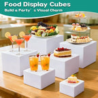 6PCS Buffet Risers, White Acrylic Food Display Boxes for Buffet Table, Party or Dessert, Cube Riser Stand for, alternate view