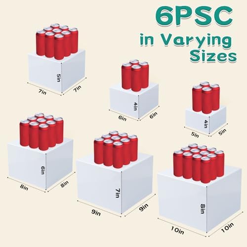 6PCS Buffet Risers, White Acrylic Food Display Boxes for Buffet Table, Party or Dessert, Cube Riser Stand for, alternate view