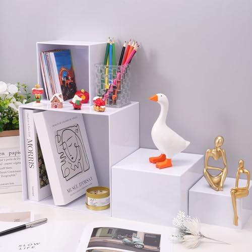 6PCS Buffet Risers, White Acrylic Food Display Boxes for Buffet Table, Party or Dessert, Cube Riser Stand for, alternate view
