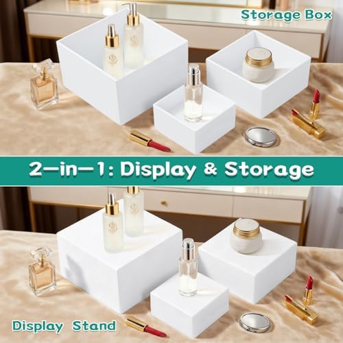 6PCS Buffet Risers, White Acrylic Food Display Boxes for Buffet Table, Party or Dessert, Cube Riser Stand for, alternate view