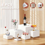 6Pcs Buffet Risers with Mini Sign and Maker Acrylic Boxes Nesting Risers in White, alternate view 4