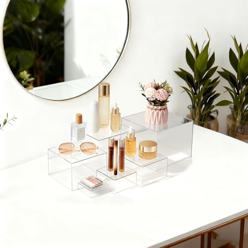 6Pcs Buffet Risers with Mini Sign and Maker Clear Acrylic Boxes in Clear, alternate view 5