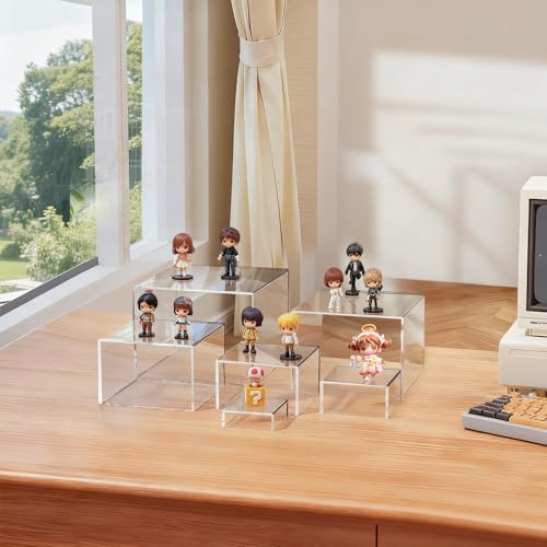 6Pcs Buffet Risers with Mini Sign and Maker Clear Acrylic Boxes in Clear, alternate view 6
