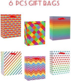 6PCS Checkered Gift Bags with Tissue Paper Handles Medium Size Bags( Tissue Paper ) in 1 Count (Pack of 6) in, alternate view