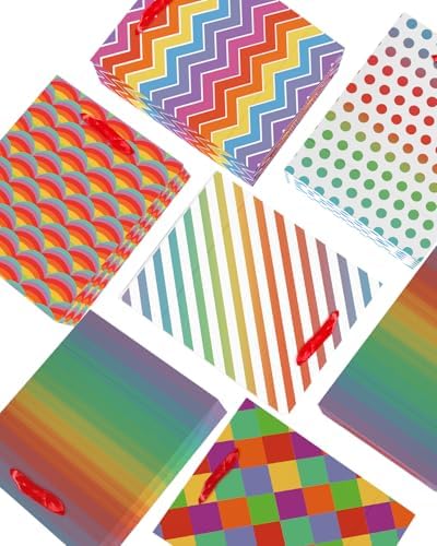 6PCS Checkered Gift Bags with Tissue Paper Handles Medium Size Bags( Tissue Paper ) in 1 Count (Pack of 6) in, alternate view