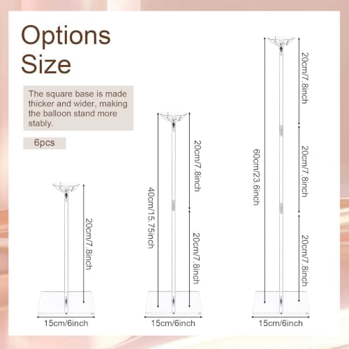 6Pcs Clear Acrylic Balloon Stand Kit with Screwdriver, 23.7 Inch Reusable Heavy Duty Balloon Sticks Holder With, alternate