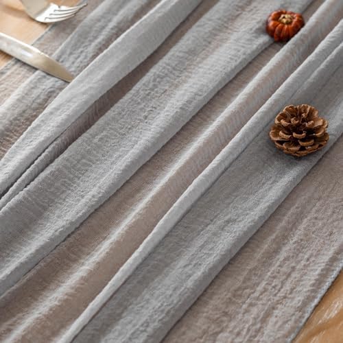 6Pcs Dusty Blue Cheesecloth Table Runner 120 Inches for Party Home Decor, alternate view 3