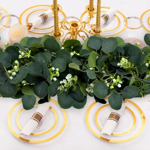 6Pcs Eucalyptus Garland, 6FT Green Flower Garland Decor, Artificial Faux Eucalyptus Leaves Greenery Vines for, alternate view