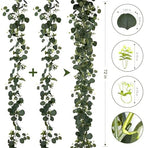 6Pcs Eucalyptus Garland, 6FT Green Flower Garland Decor, Artificial Faux Eucalyptus Leaves Greenery Vines for, alternate view
