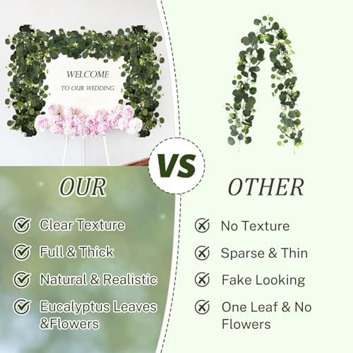 6Pcs Eucalyptus Garland, 6FT Green Flower Garland Decor, Artificial Faux Eucalyptus Leaves Greenery Vines for, alternate view