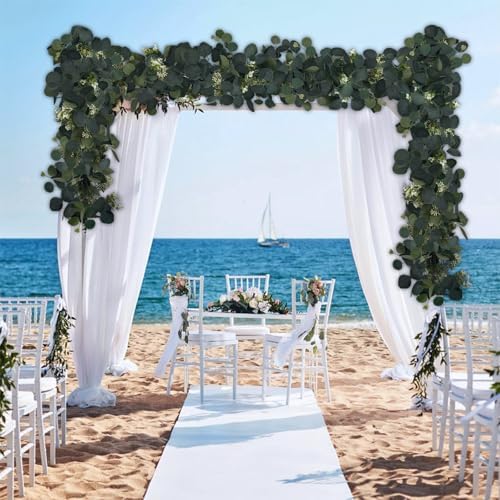 6Pcs Eucalyptus Garland, 6FT Green Flower Garland Decor, Artificial Faux Eucalyptus Leaves Greenery Vines for, alternate view