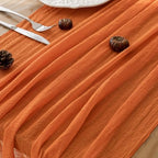 6Pcs Fall Orange Cheesecloth Table Runner 120 Inch Party Boho Home Decor, alternate view 5