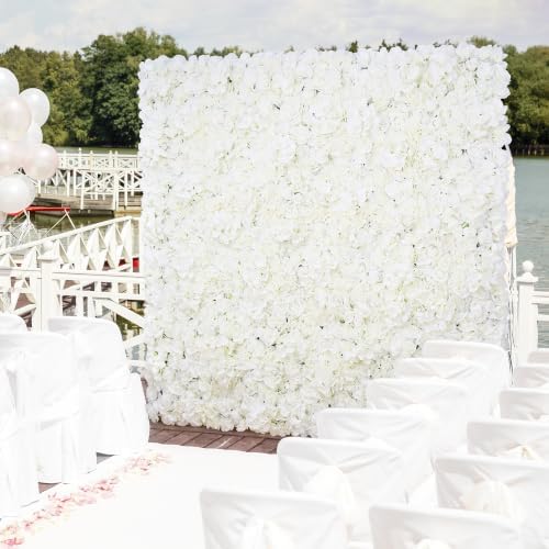 6pcs Flower Wall Backdrop16.5 x16.5 Artificial Floral Panels-White, alternate view 2