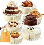 6Pcs Foldable Buffet Risers, Food Risers Display Stands For Party in White