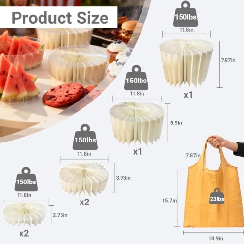 6Pcs Foldable Buffet Risers, Food Risers Display Stands For Party in White, alternate view 2