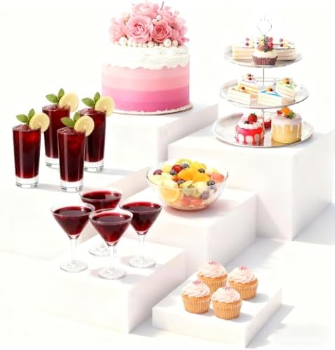 6PCS Food Display Risers for Parties, Acrylic Risers Display Stands, Dessert Table Display Set, Buffet Riser