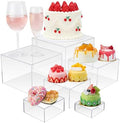 6PCS Food Risers for Buffet Table, Cake Stand, Acrylic, 3''-8'' in Clear