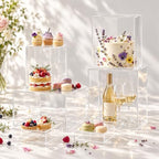 6PCS Food Risers for Buffet Table, Cake Stand, Acrylic, 3''-8'' in Clear, alternate view 2