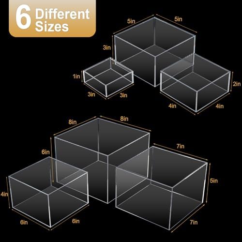 6PCS Food Risers for Buffet Table, Cake Stand, Acrylic, 3''-8'' in Clear, alternate view 3