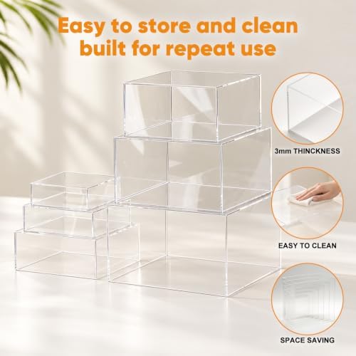 6PCS Food Risers for Buffet Table, Cake Stand, Acrylic, 3''-8'' in Clear, alternate view 4