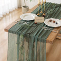 6Pcs Forest Green Cheesecloth Table Runner 120 Inches for Party Home Decor