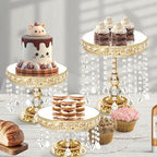 6Pcs Gold Cake Stands with Crystals, Mirror Metal Elevated Cake Display Gold Dessert Stands for Party, Wedding, alternate
