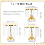 6PCS Gold Wedding Cake Stand Set with Crystal Pendants for Dessert Table in Gold, alternate view 3