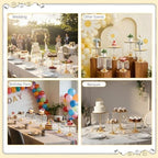 6PCS Gold Wedding Cake Stand Set with Crystal Pendants for Dessert Table in Gold, alternate view 5