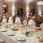 6PCS Gold Wedding Cake Stand Set with Crystal Pendants for Dessert Table in Gold, alternate view 7