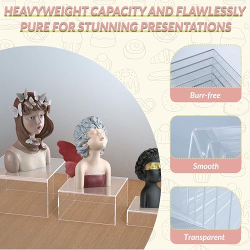 6Pcs Large Buffet Risers And Display Stands(7"-11" Set) in 6PCS Acrylic Rectangular, alternate view 3