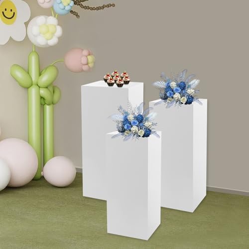 6PCS Metal Pedestal Stand for Party, Display Stand Plinth Pillars for Cake in White, alternate view 4