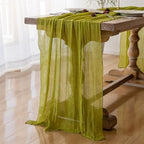6Pcs Moss Green Cheesecloth Table Runner 120 Inches for Party Home Decor, alternate view 3