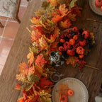 6PCS Orange Leaf Garland, 5.6Ft Halloween Garland Artificial Maple Leaf Autumn Hanging Fall Vines Thanksgiving, alternate