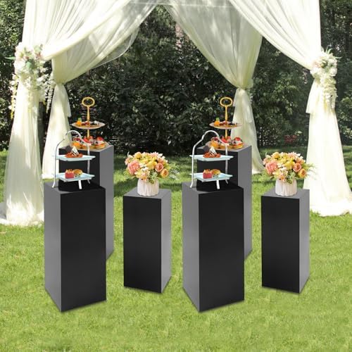 6PCS Pedestal Stand, Metal Stands for Wedding, Sturdy Pedestal Display, Black Display Stands Pillars, Square, alternate view