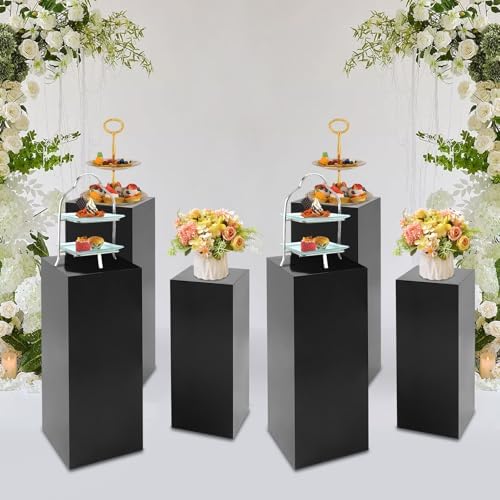 6PCS Pedestal Stand, Metal Stands for Wedding, Sturdy Pedestal Display, Black Display Stands Pillars, Square, alternate view