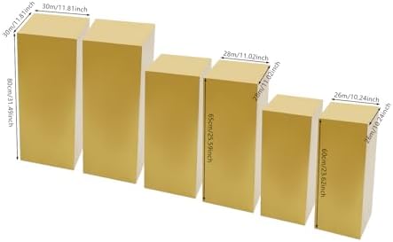 6PCS Pedestal Stand, Metal Stands for Wedding, Sturdy Pedestal Display, Gold Display Stands Pillars, Square, alternate view 2