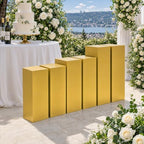 6PCS Pedestal Stand, Metal Stands for Wedding, Sturdy Pedestal Display, Gold Display Stands Pillars, Square, alternate view 6