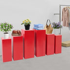 6PCS Pedestal Stand, Metal Stands for Wedding, Sturdy Pedestal Display, Red Display Stands Pillars, Square, alternate view 6