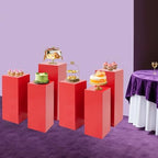6PCS Pedestal Stand, Metal Stands for Wedding, Sturdy Pedestal Display, Red Display Stands Pillars, Square, alternate view 7
