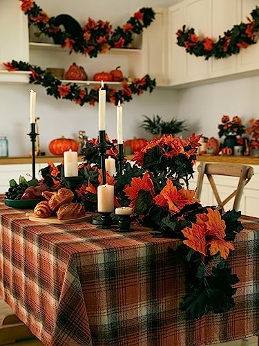 6PCS Premium Artificial Fall Garland - 5.6Ft Autumn Maple Leaf Vines for Thanksgiving & Halloween Decor, Door, alternate view