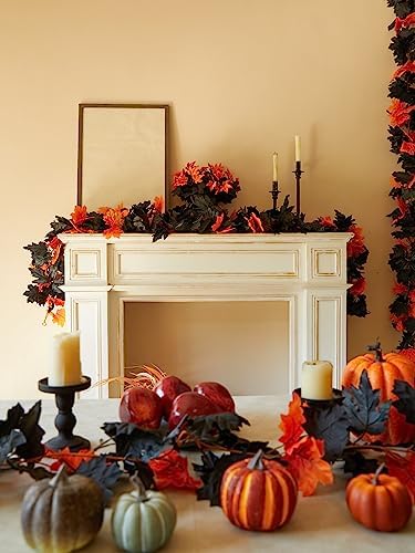 6PCS Premium Artificial Fall Garland - 5.6Ft Autumn Maple Leaf Vines for Thanksgiving & Halloween Decor, Door, alternate view