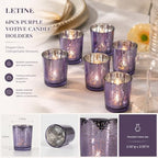 6pcs Purple Votive Candle Holders - Standard Votive Size for Regular Votive Candles - Tea Light Candles, alternate view 2