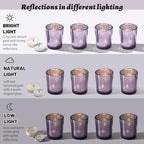6pcs Purple Votive Candle Holders - Standard Votive Size for Regular Votive Candles - Tea Light Candles, alternate view 3
